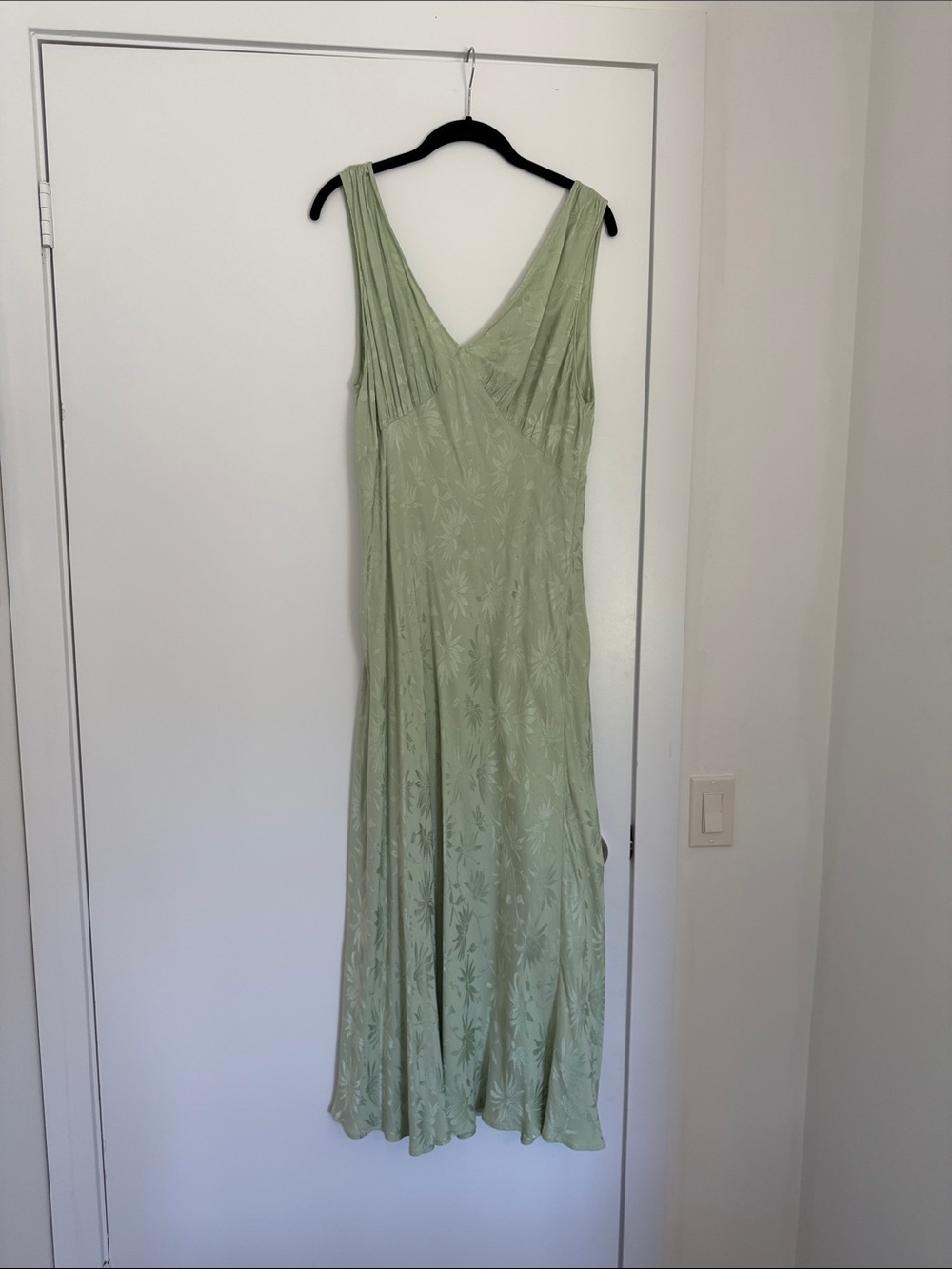 RIXO Pale Sage Floral Jacquard Maxi Dress